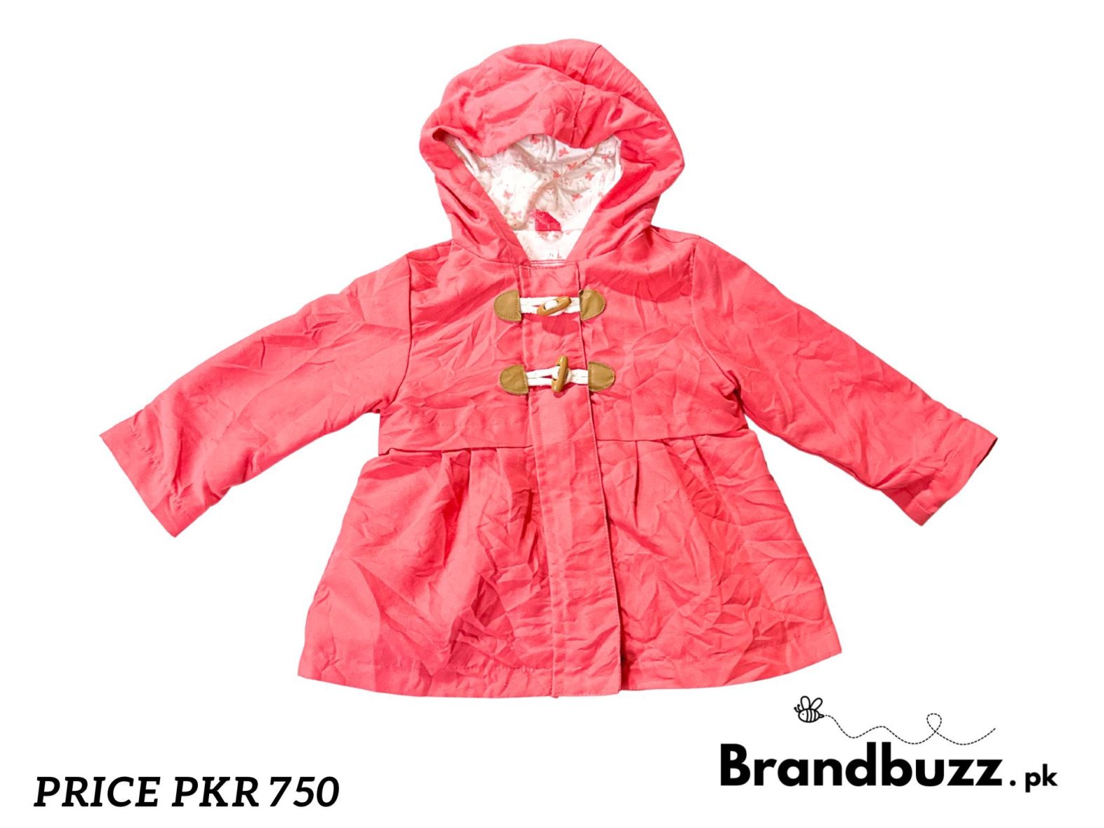 Pink hooded duffle coat for children